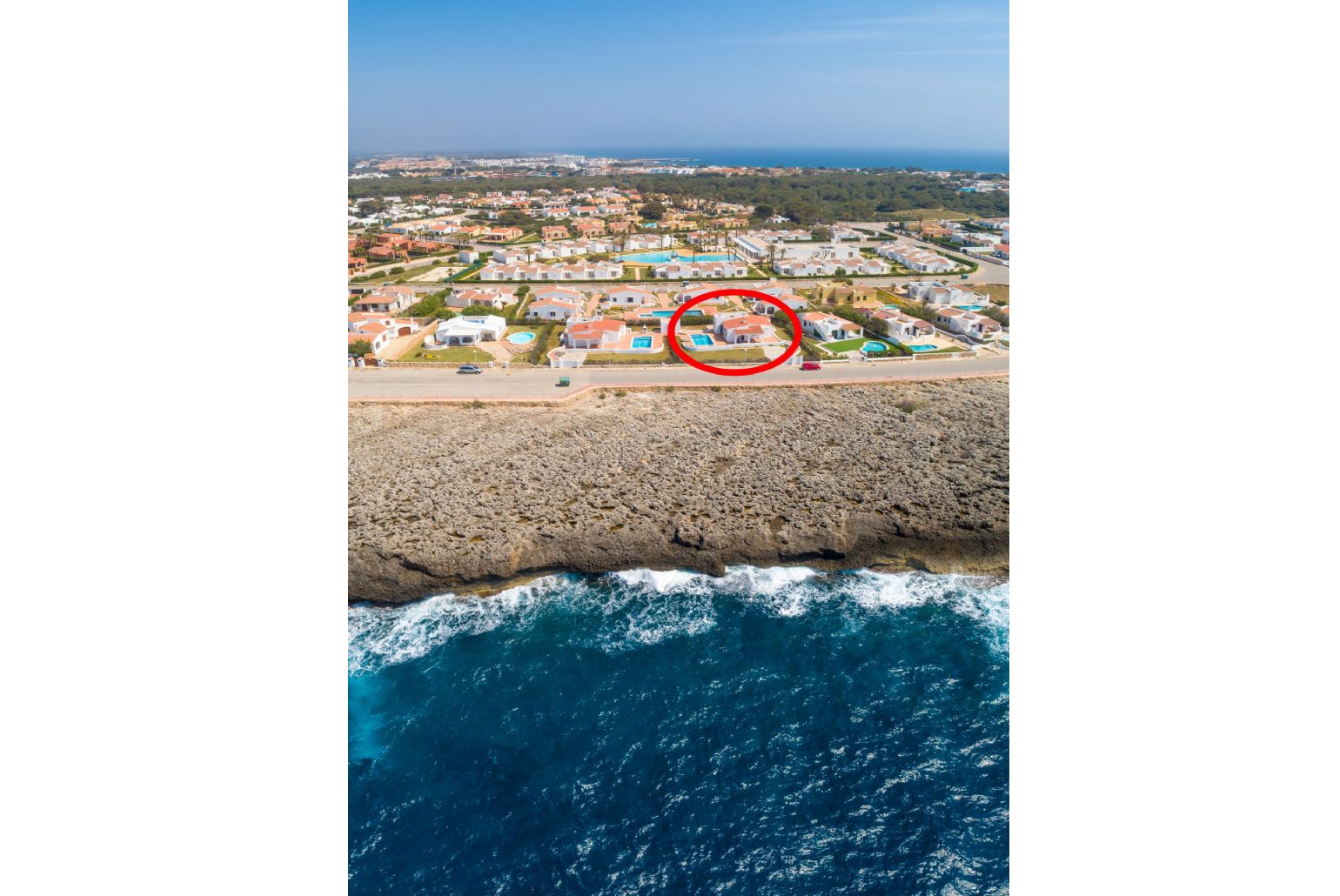 Aerial view showing location of Villa Mar