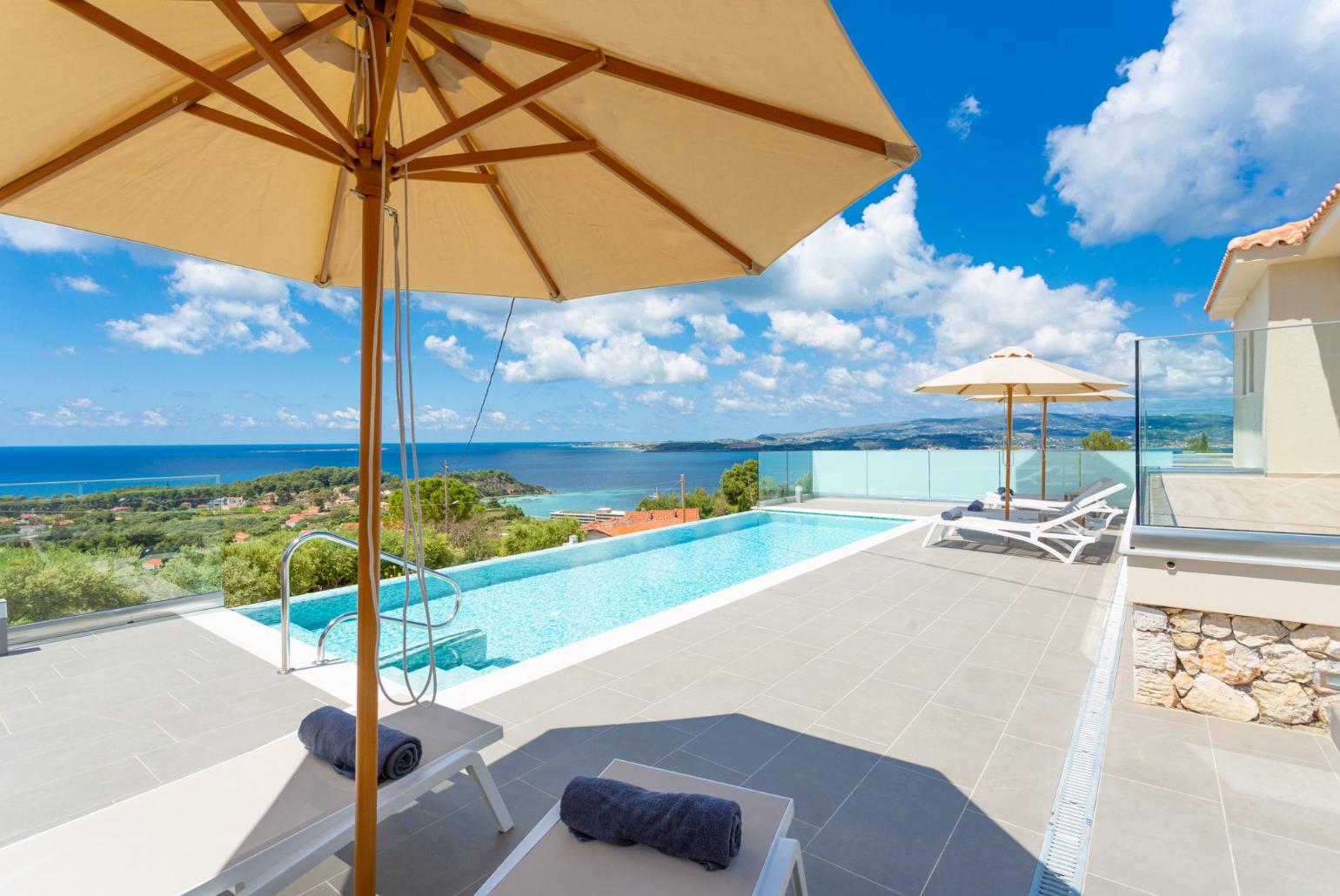 ,Private pool and terrace with panoramic sea views