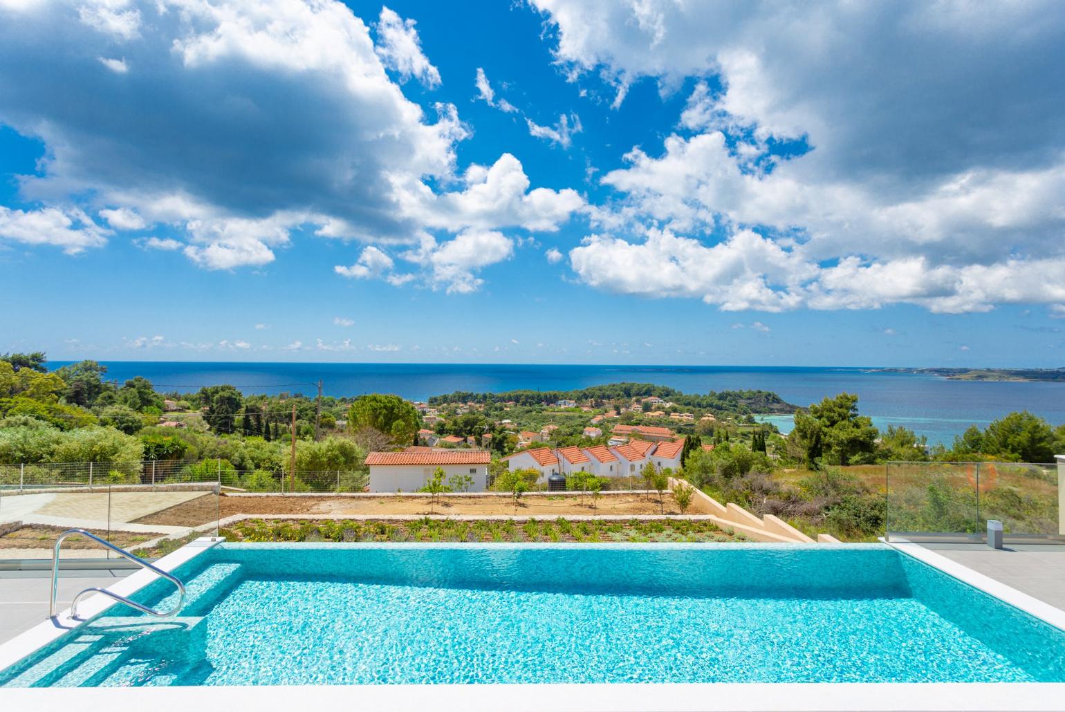 Private infinity pool and terrace with panoramic sea views