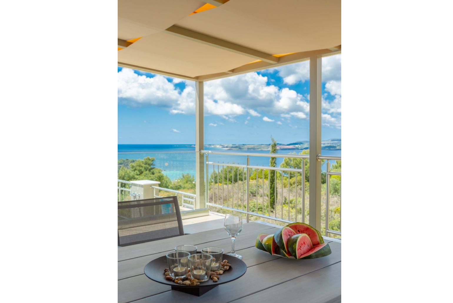 Outdoor dining area with beautiful view