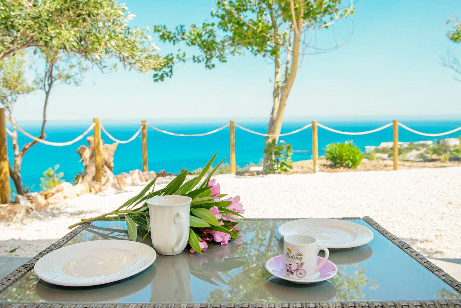 Private pool and terrace with panoramic sea views