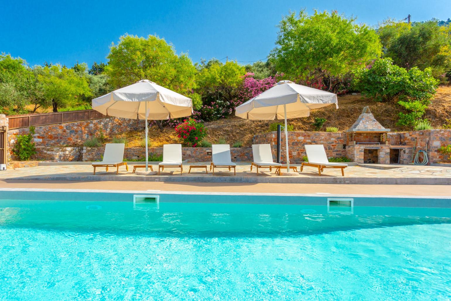 Private pool and terrace with panoramic sea views