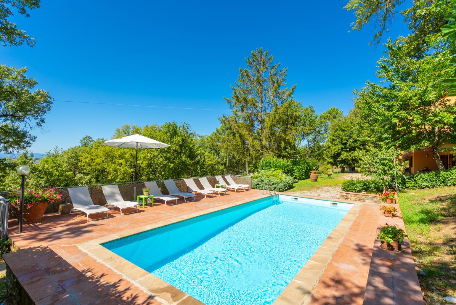 Private pool, terrace, and garden