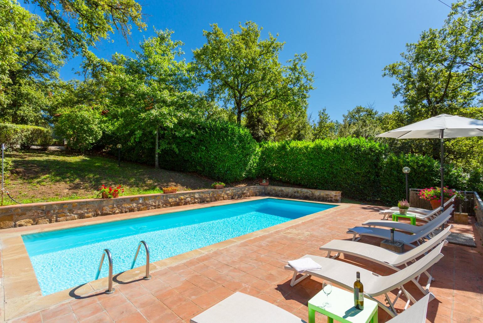 Private pool, terrace, and garden