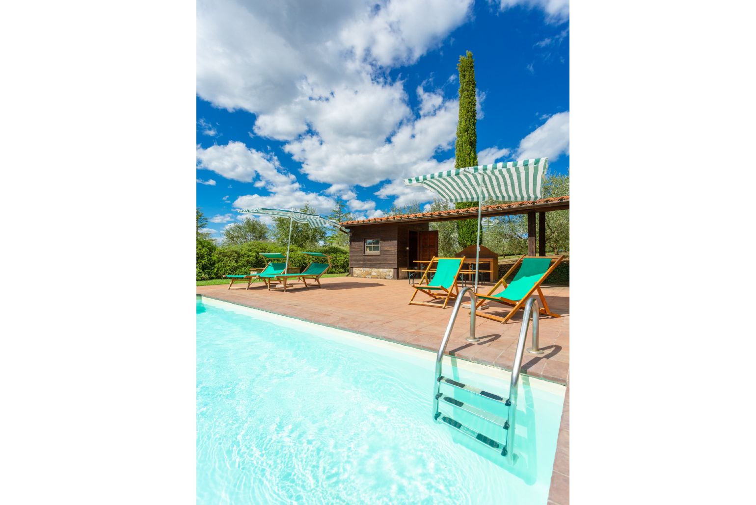 Private pool, terrace, and garden