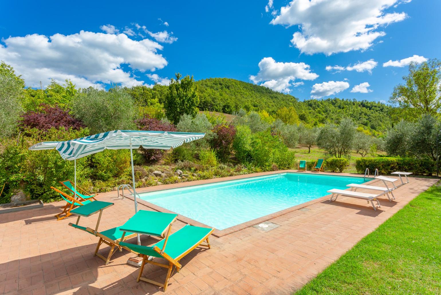 Private pool, terrace, and garden