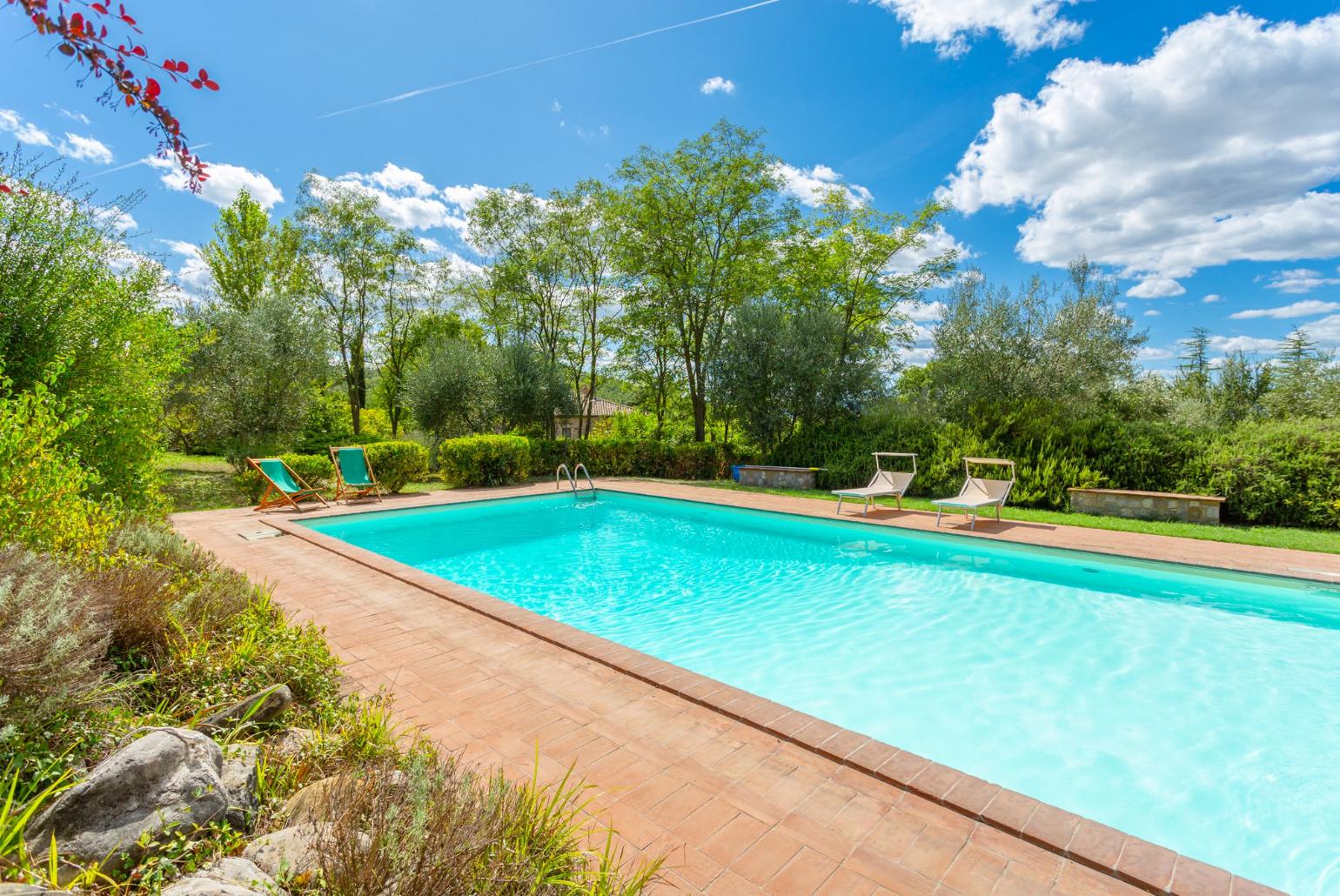 Private pool, terrace, and garden