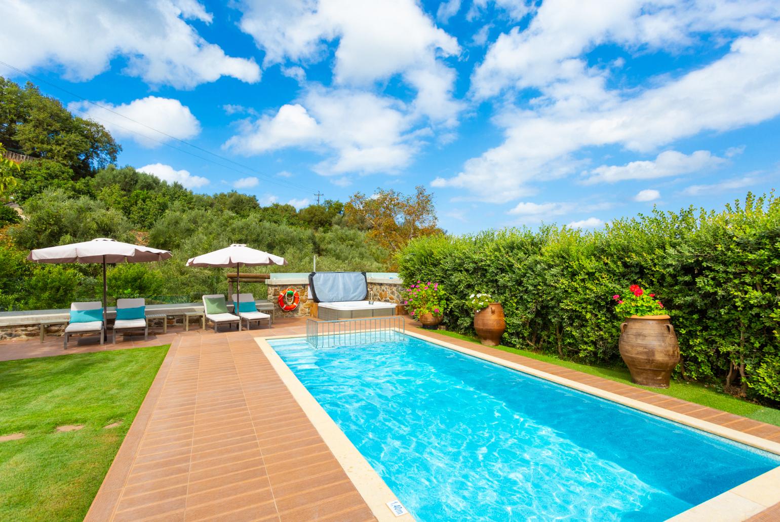 Private pool, terrace, and garden