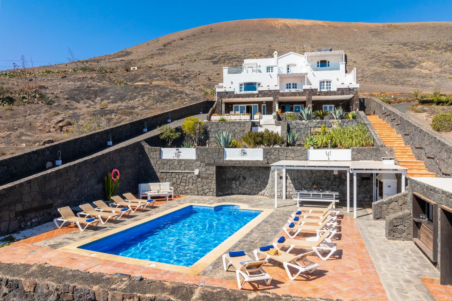 Beautiful villa with private pool, terraces, and garden with panoramic sea views