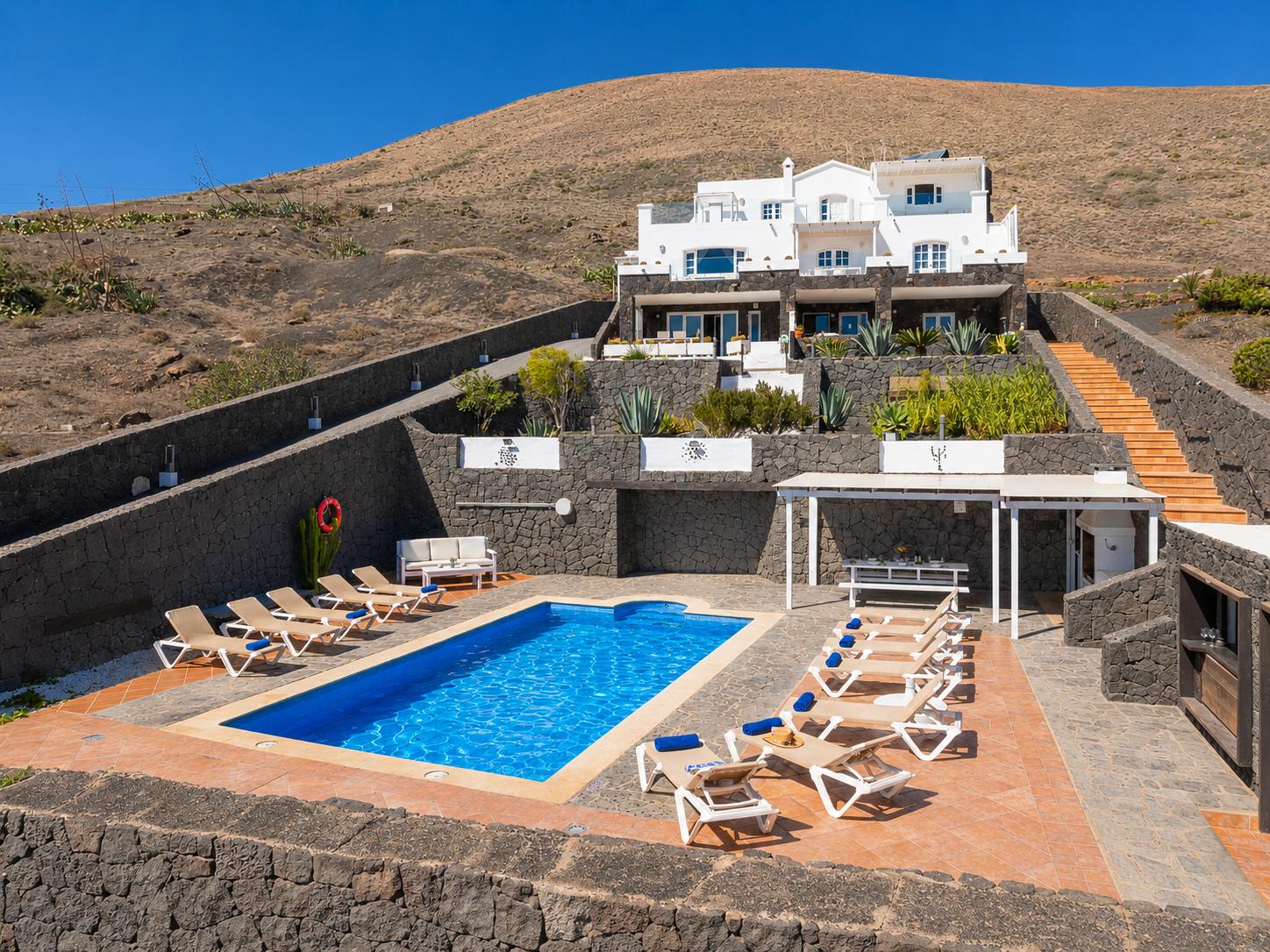 Beautiful villa with private pool, terraces, and garden with panoramic sea views