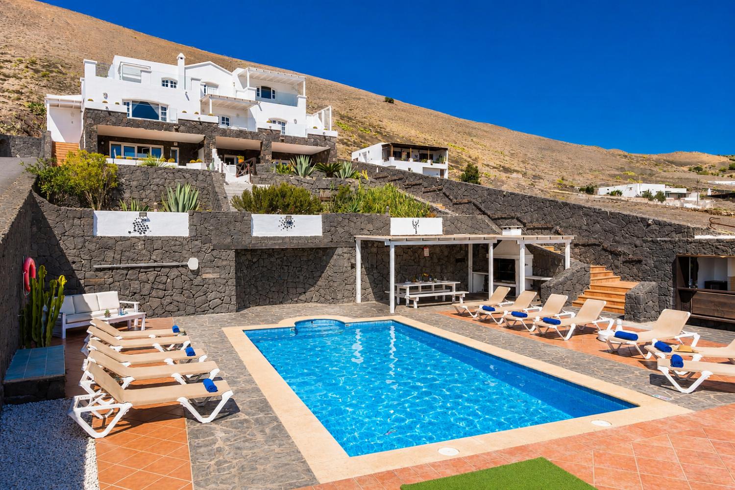Beautiful villa with private pool, terraces, and garden with panoramic sea views
