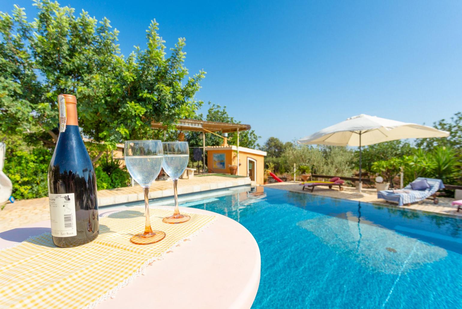 Private pool, terrace, and garden