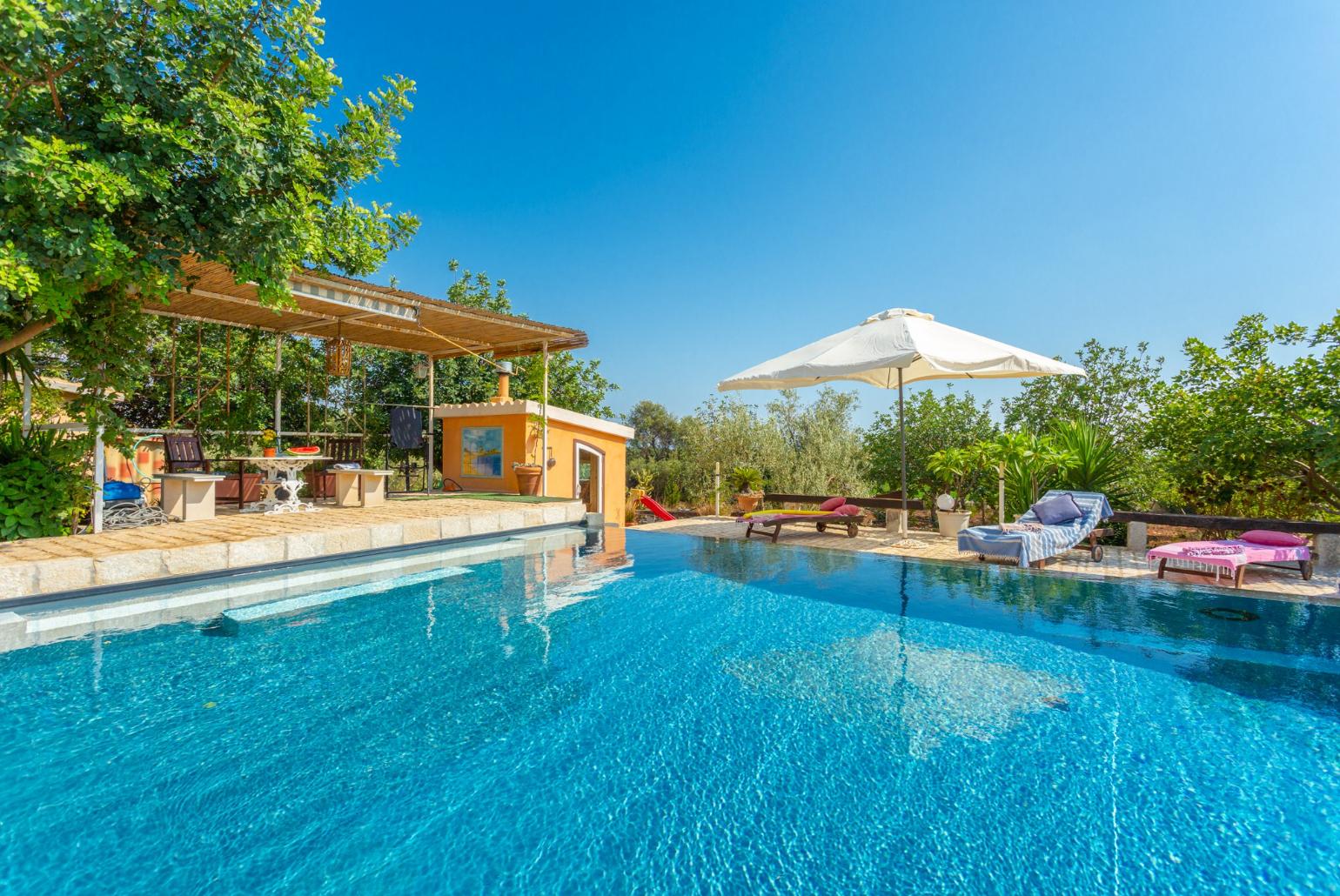 Private pool, terrace, and garden