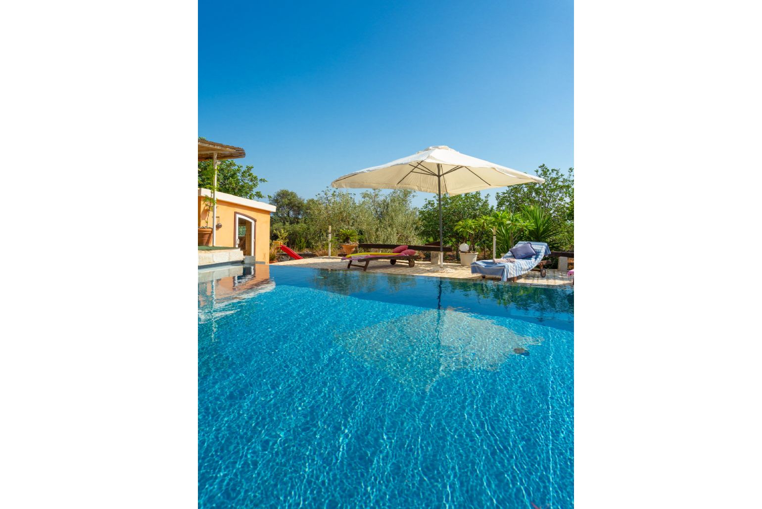 Private pool, terrace, and garden