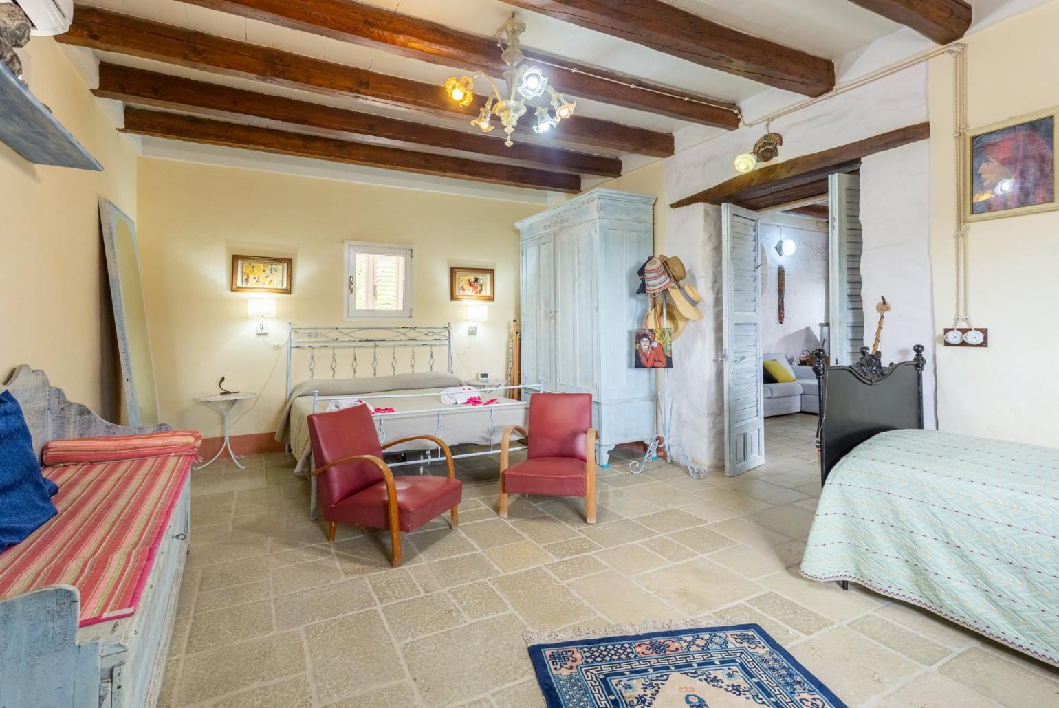 Double bedroom with extra single bed and A/C