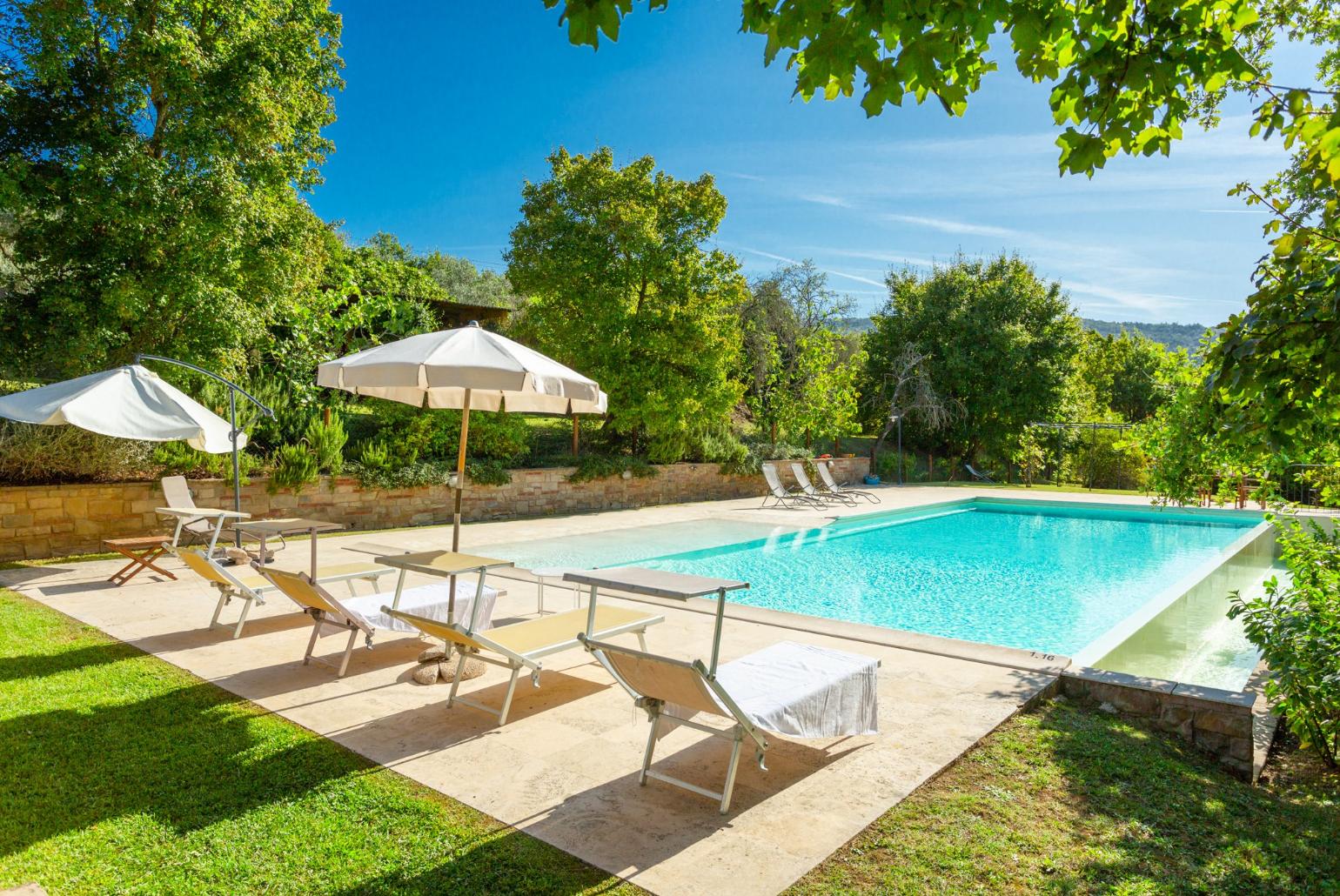 Private pool, terrace, and garden