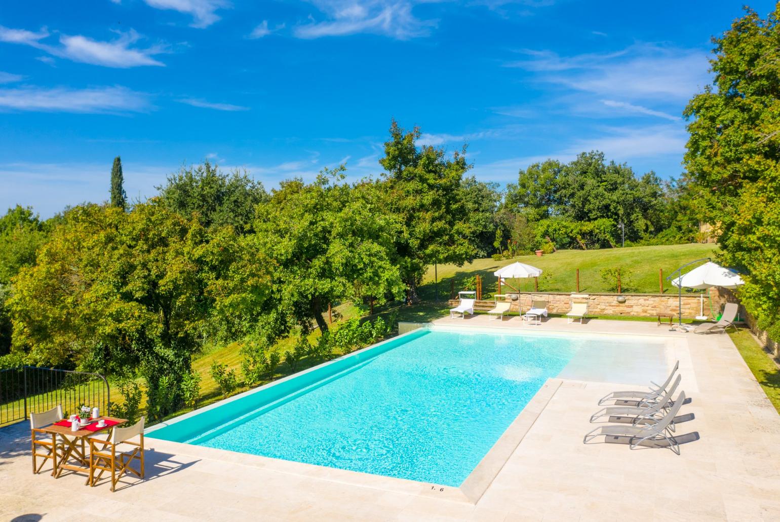 Private pool, terrace, and garden