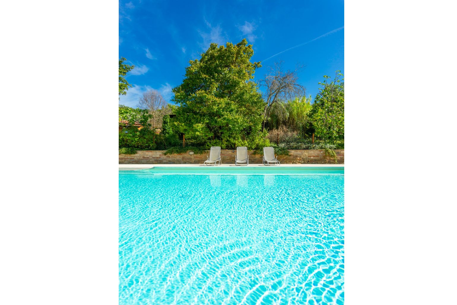 Private pool, terrace, and garden