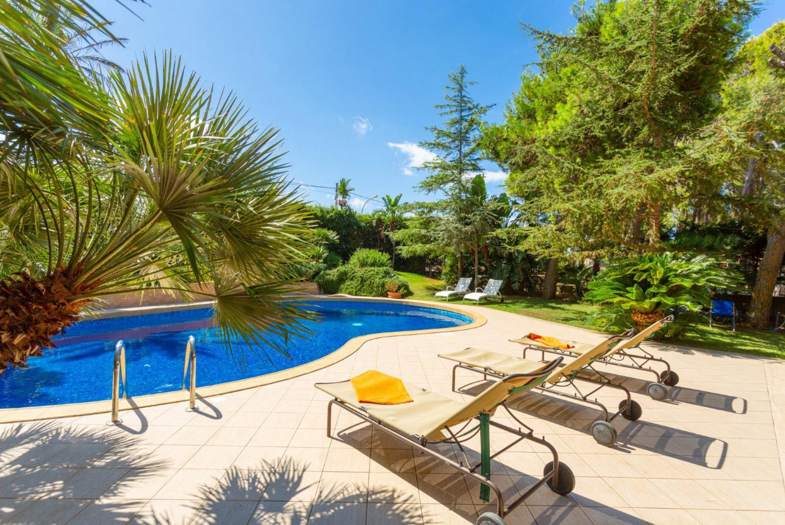 Private pool, terrace, and garden