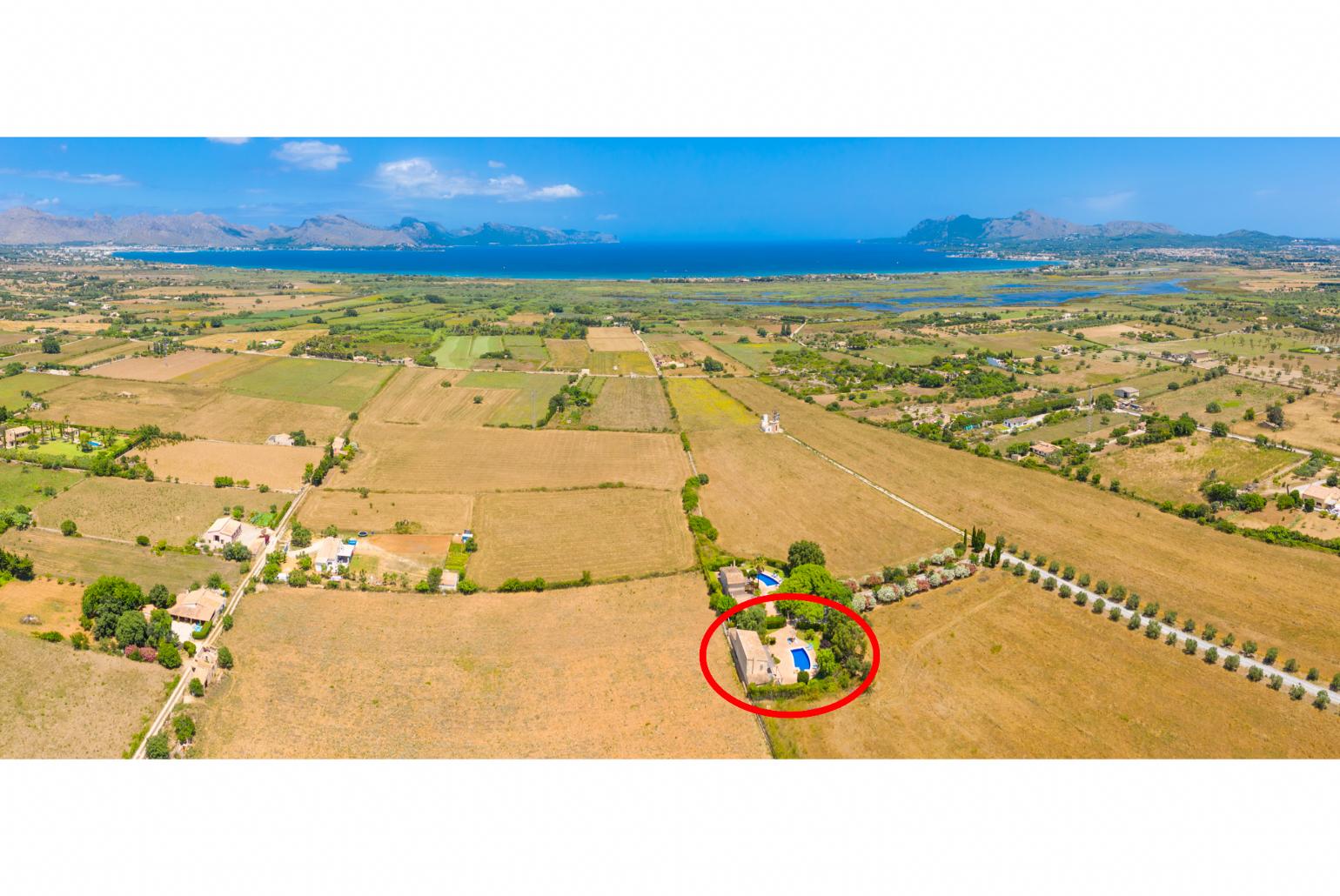 Aerial view showing location of Villa Can Soler II