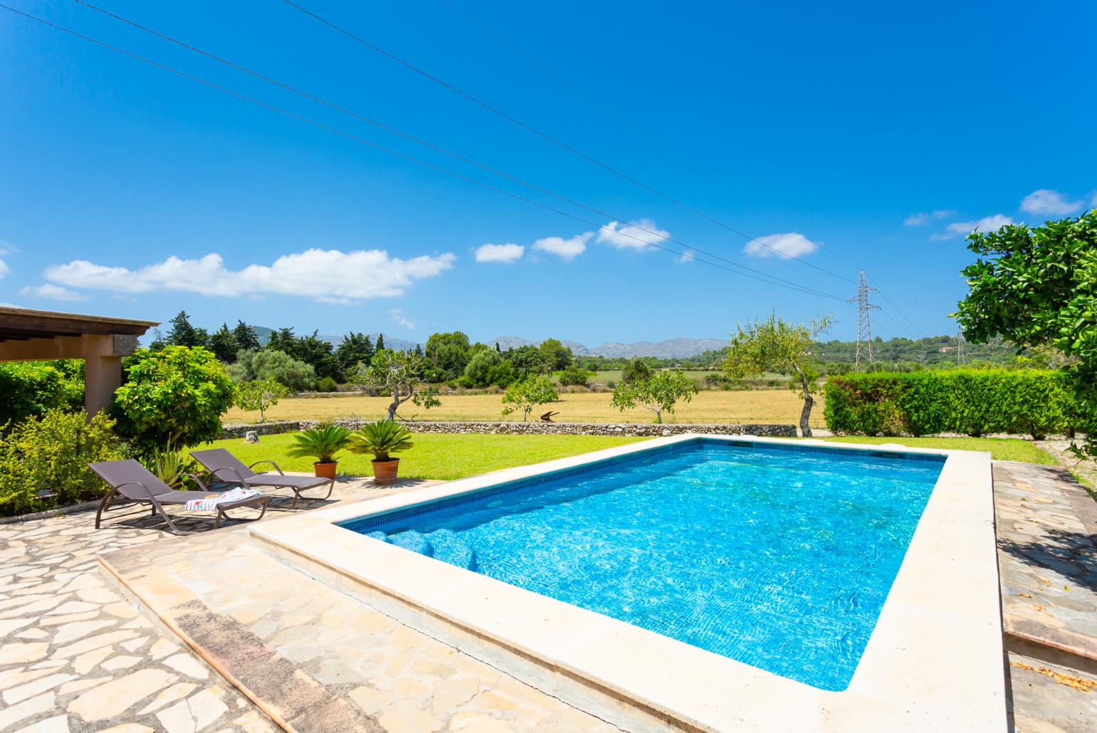 Private pool, terrace, and garden