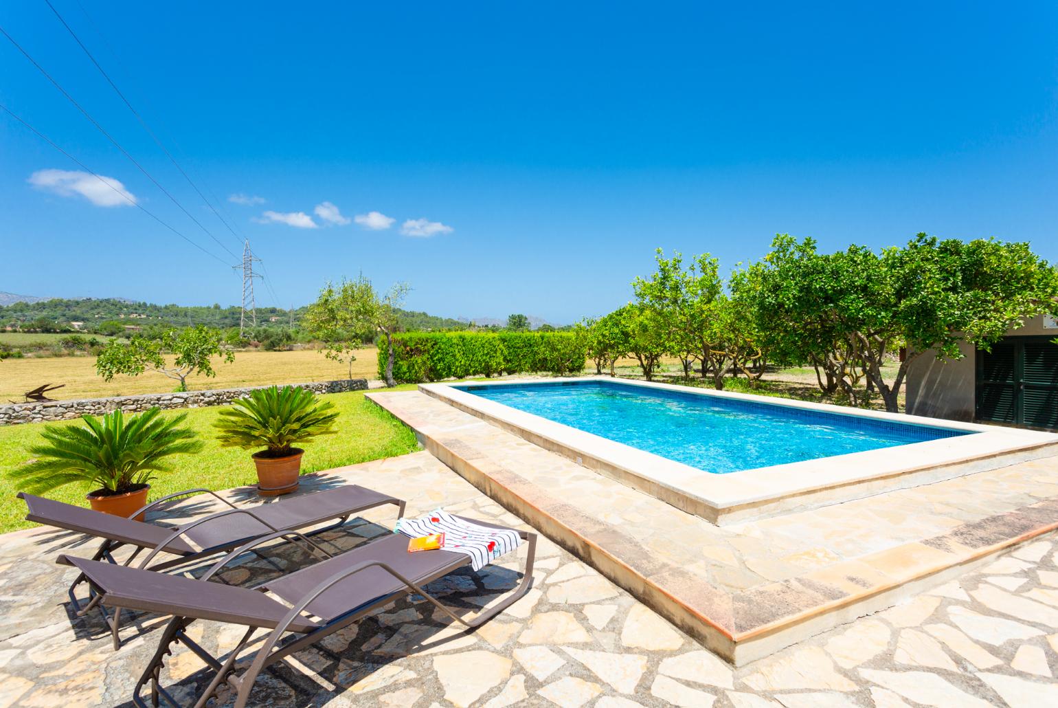 Private pool, terrace, and garden