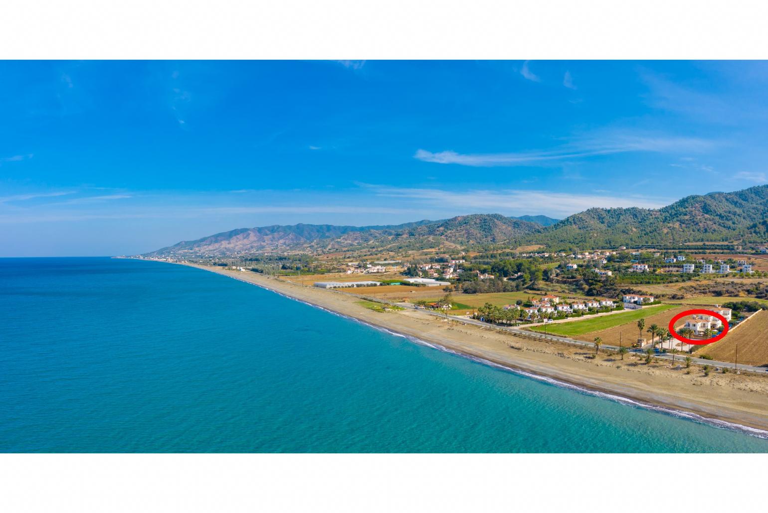 Aerial view showing location of Villa Seashore One