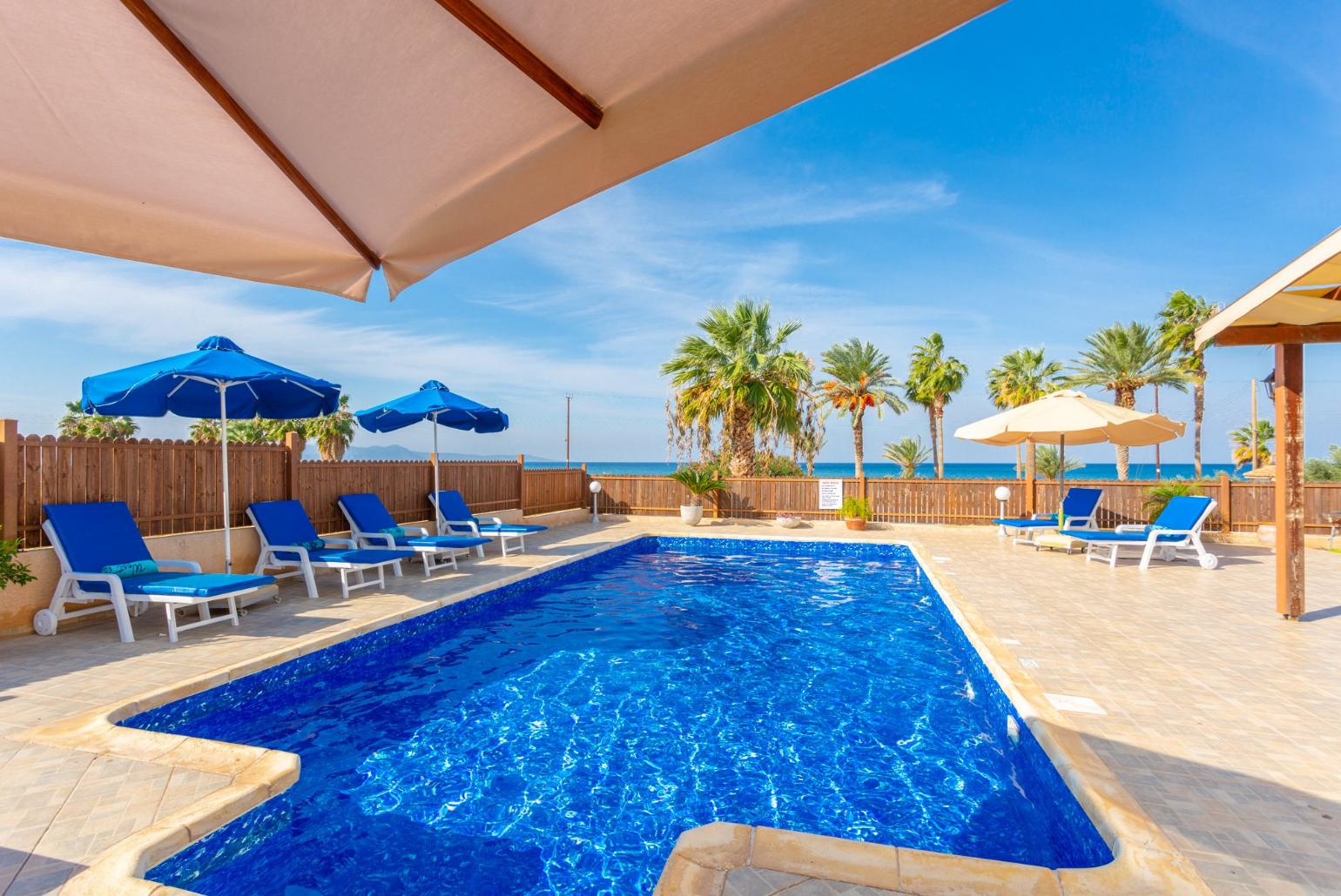 Private pool and terrace with sea views