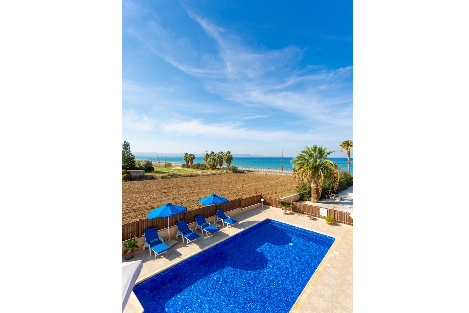 Private pool and terrace with sea views