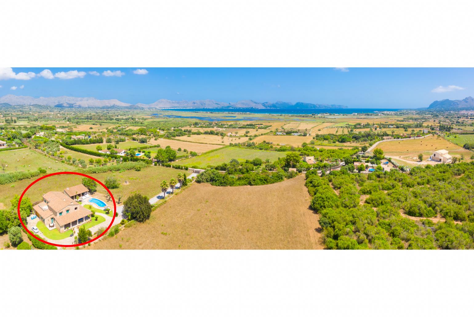 Aerial view showing location of Villa Padilla
