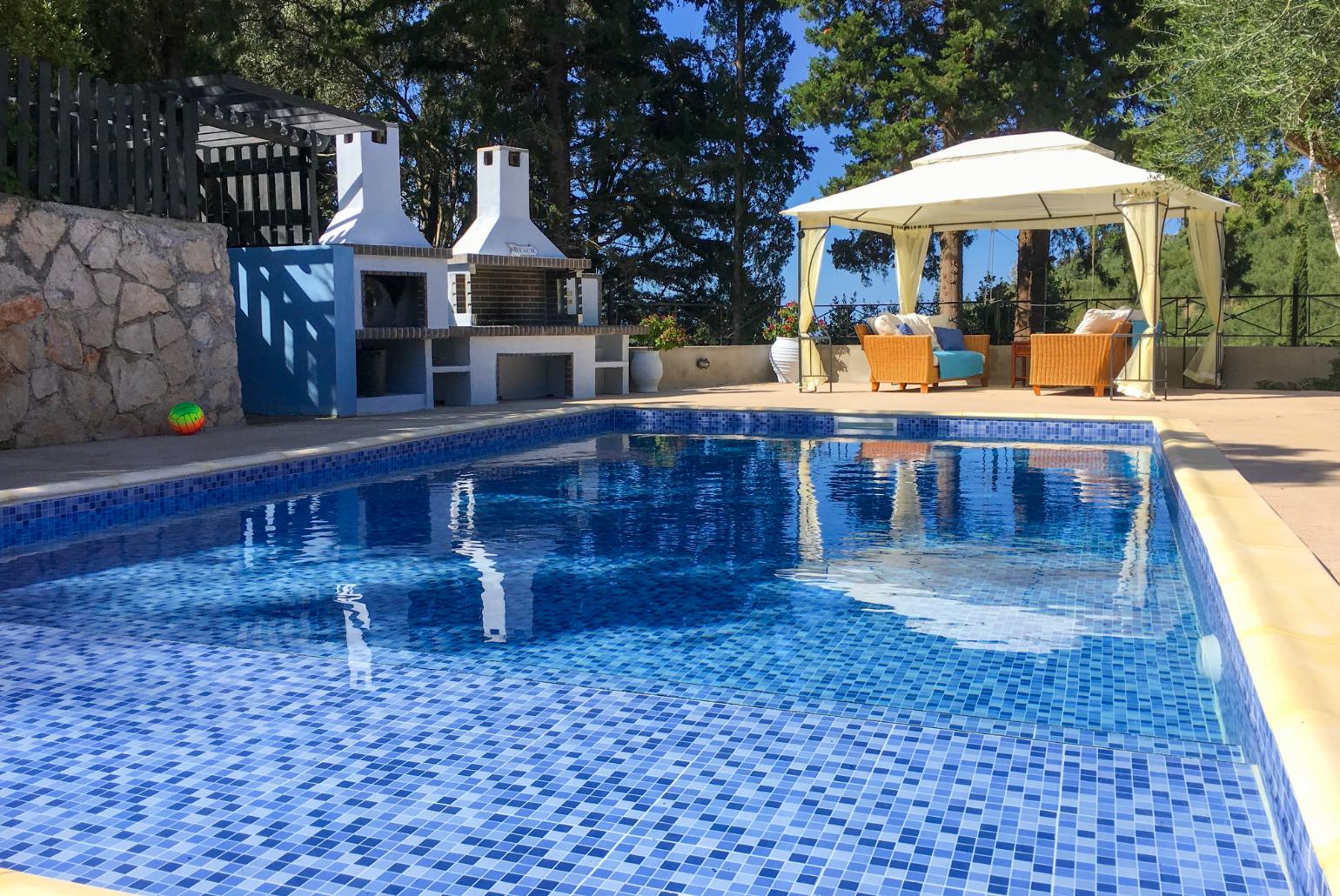 Private pool, terrace, and garden