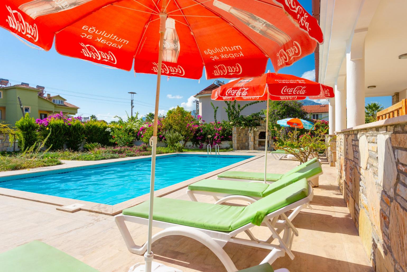 Private pool, terrace, and garden