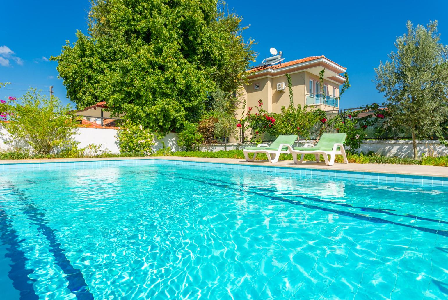 Private pool, terrace, and garden