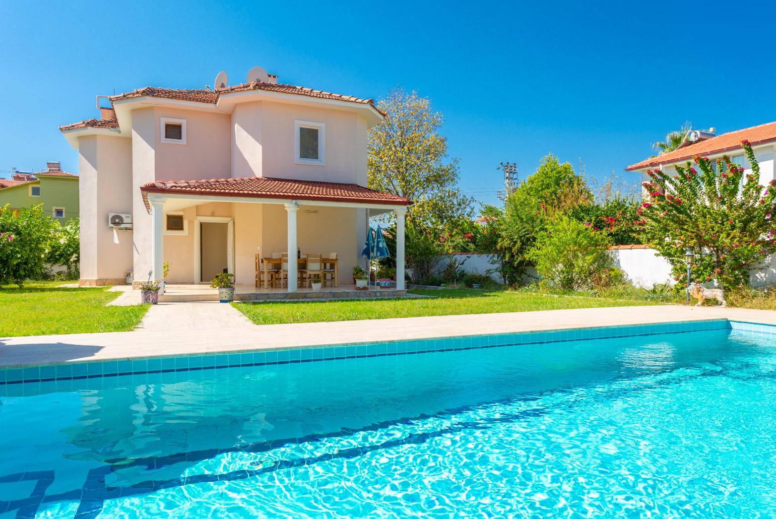 ,Beautiful villa with private pool, terrace, and garden