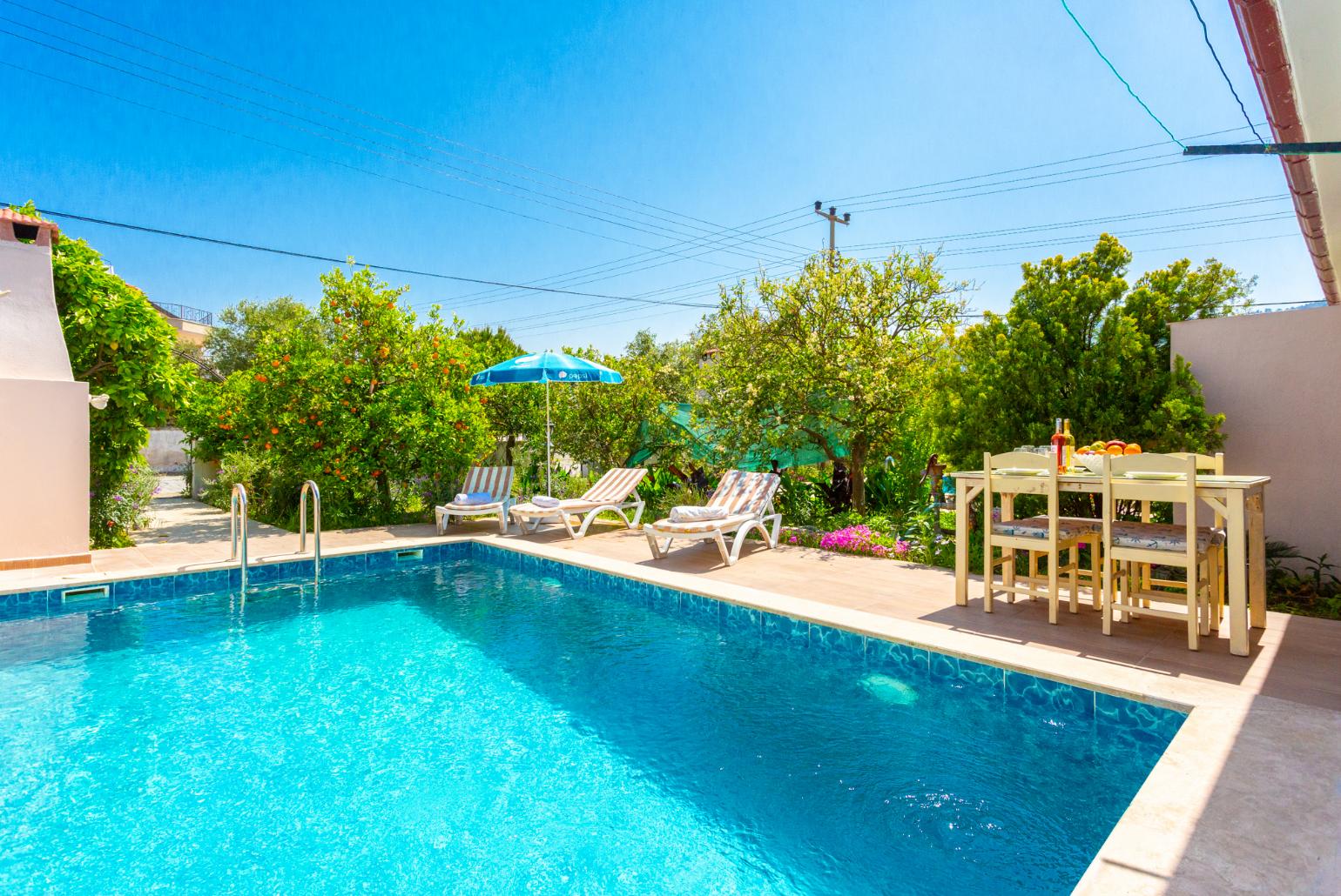 Private pool, terrace, and garden