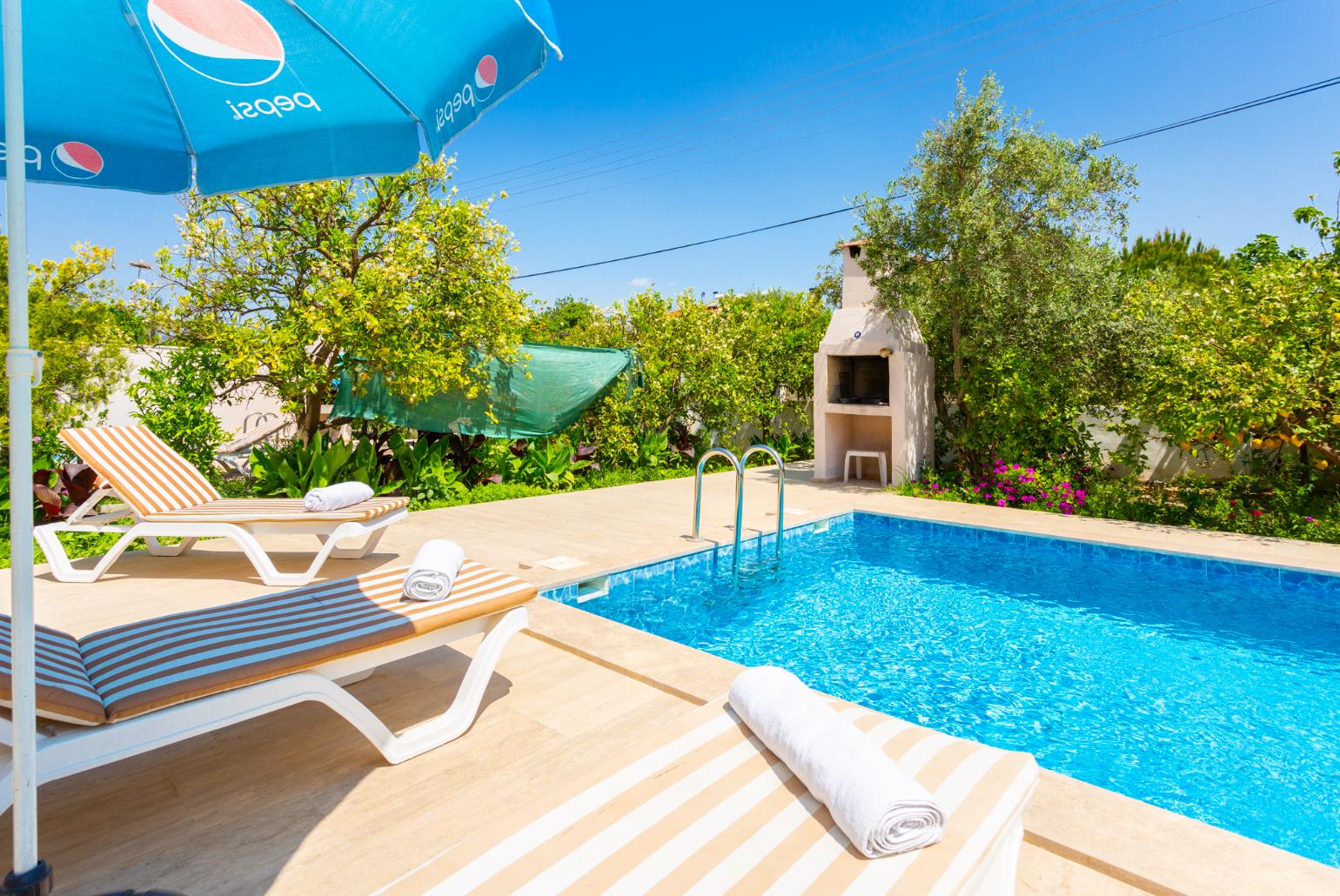 Private pool, terrace, and garden