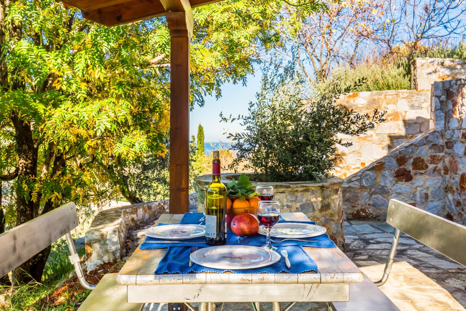 Outdoor dining area with BBQ