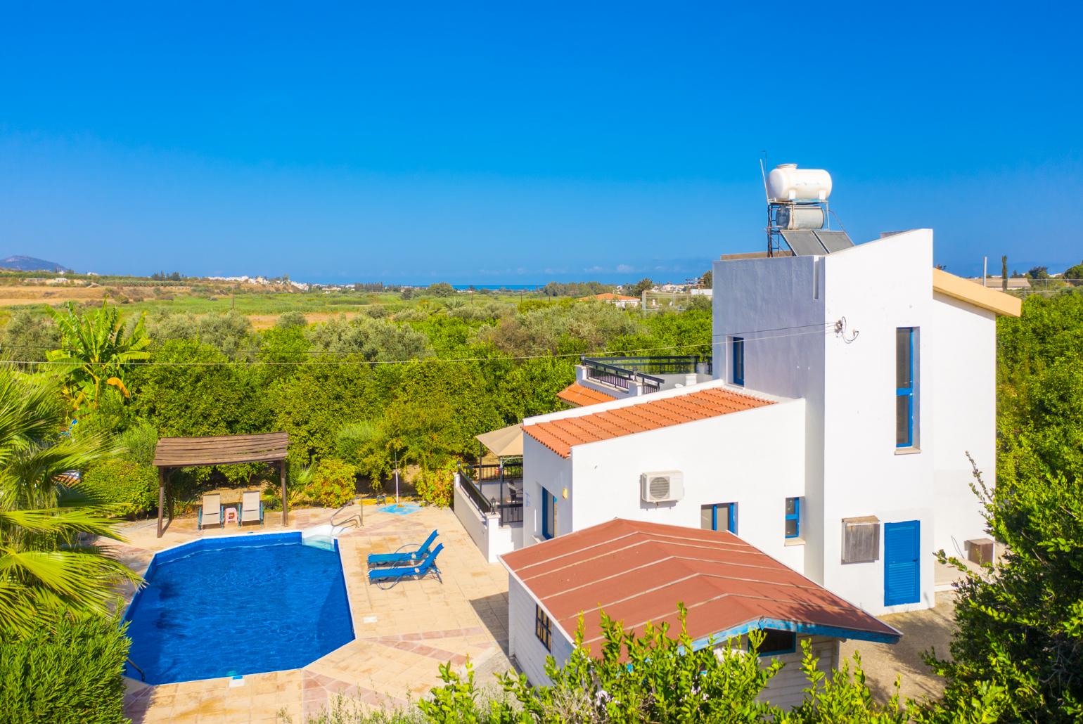 Aerial view of Villa Charoula Pente