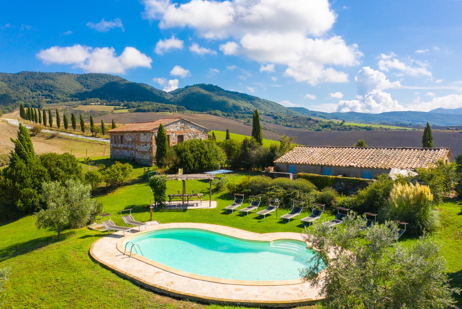 Aerial view of Villa Podere Belvedere