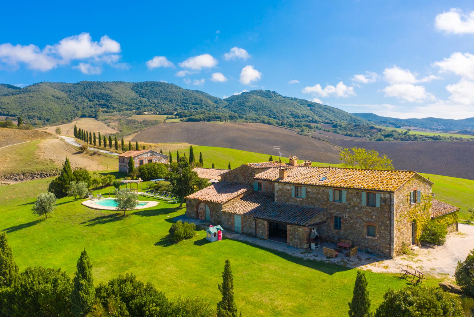 Aerial view of Villa Podere Belvedere