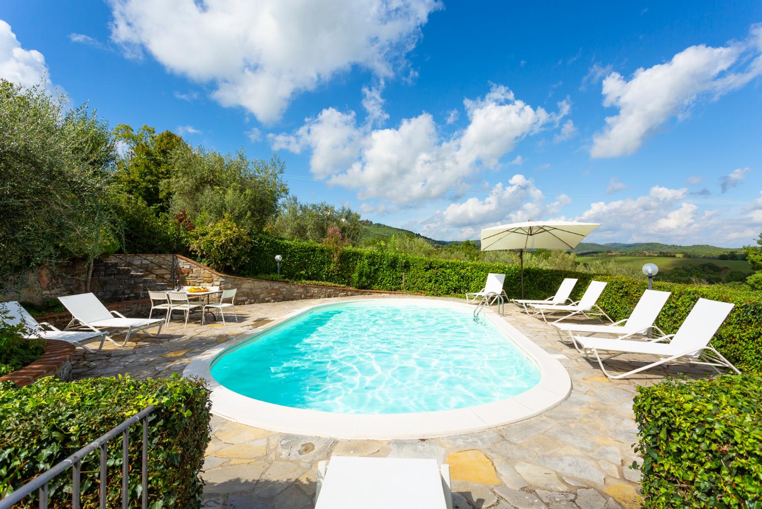 Private pool, terrace, and garden