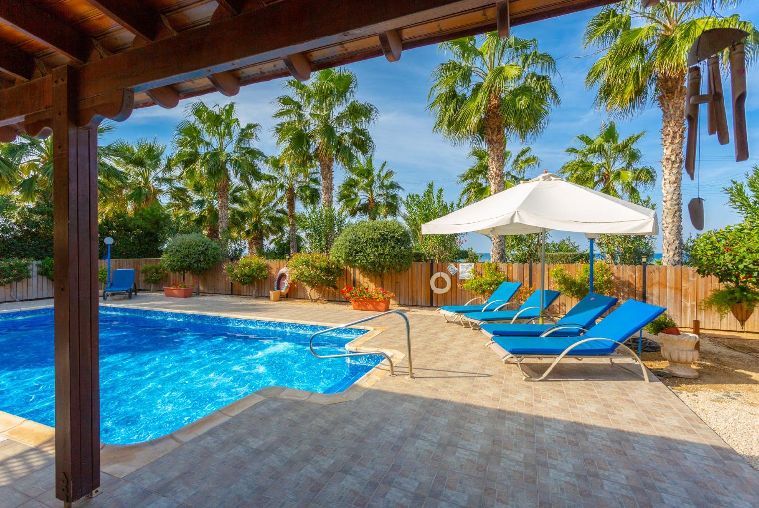 Private pool and terrace with sea views