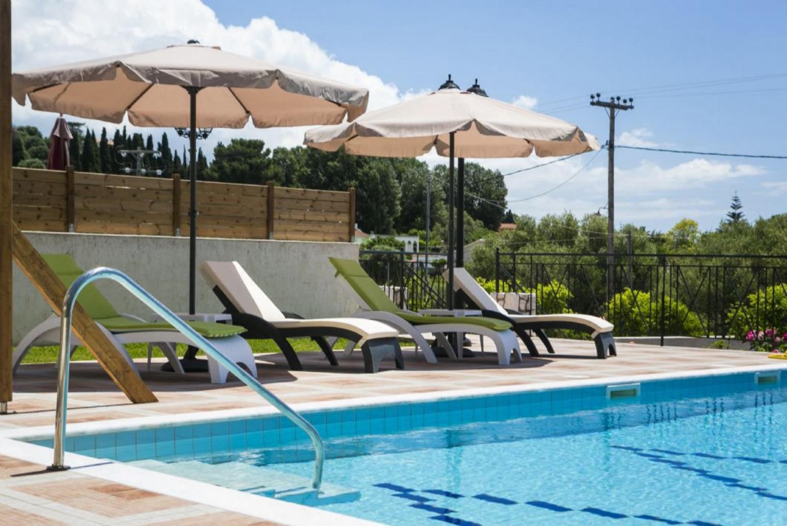 Private pool and terrace with sea views