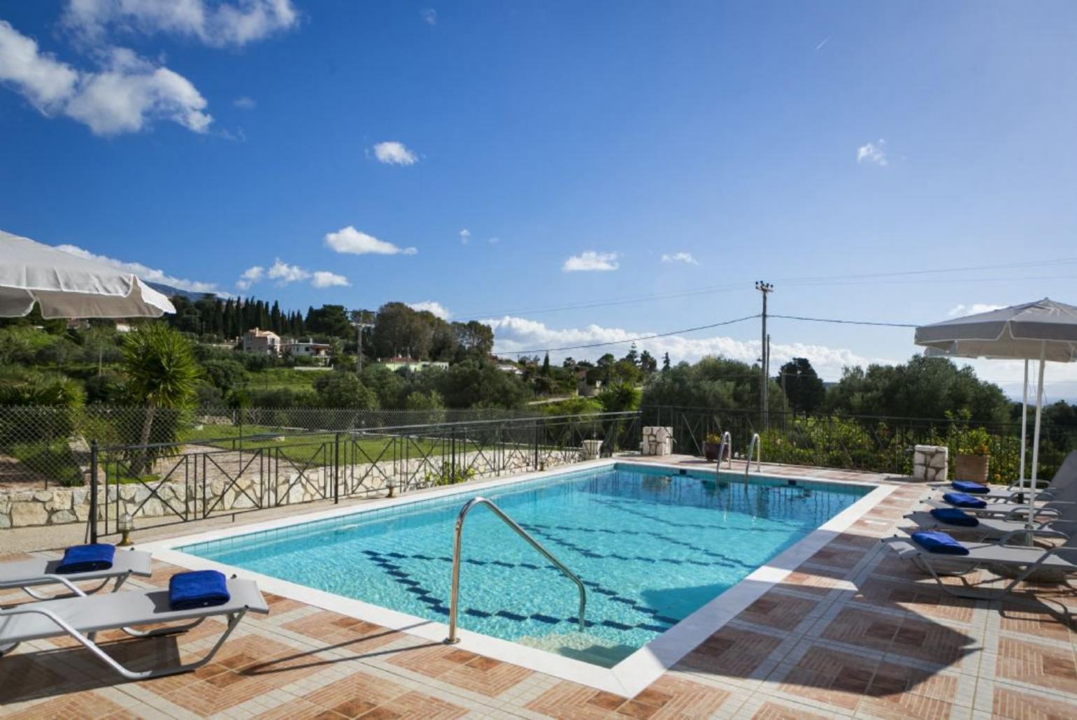 Private pool and terrace with sea views