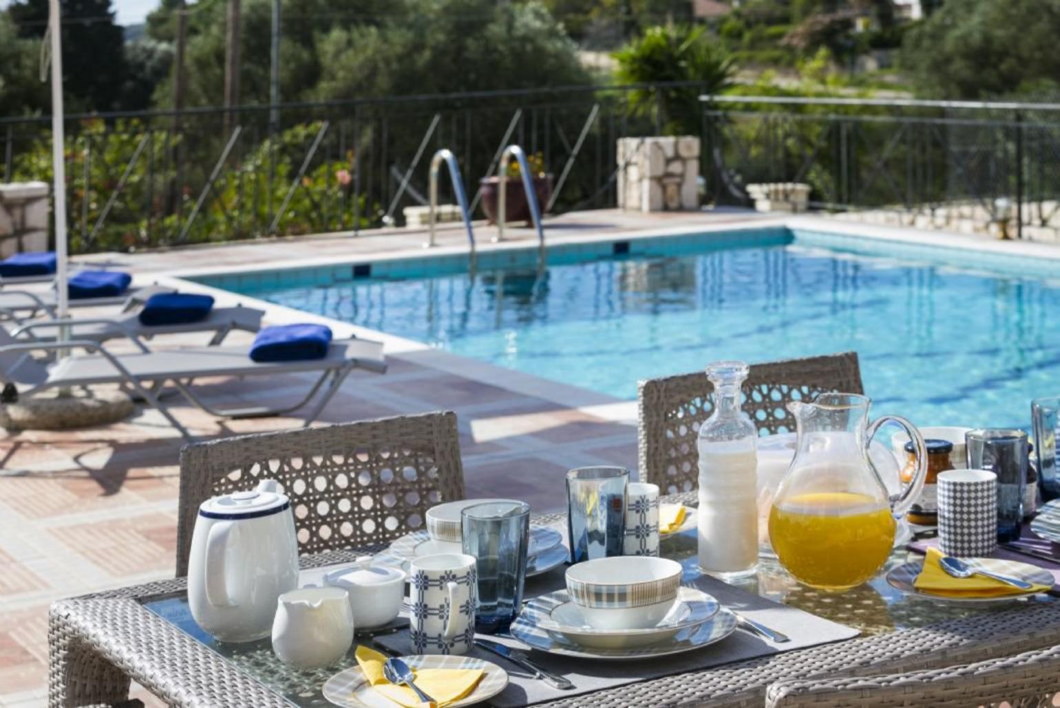 Private pool and terrace with sea views