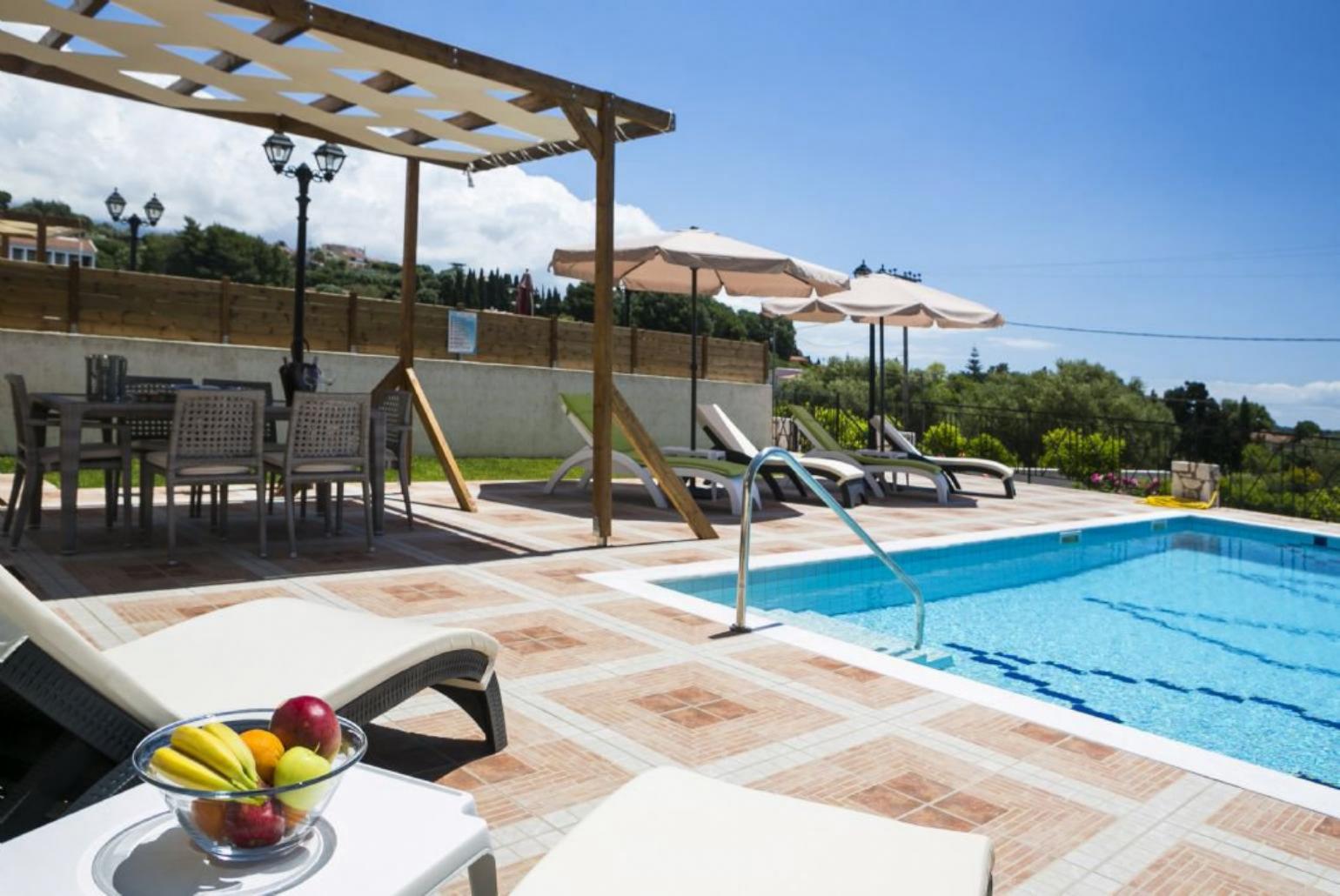 Private pool and terrace with sea views