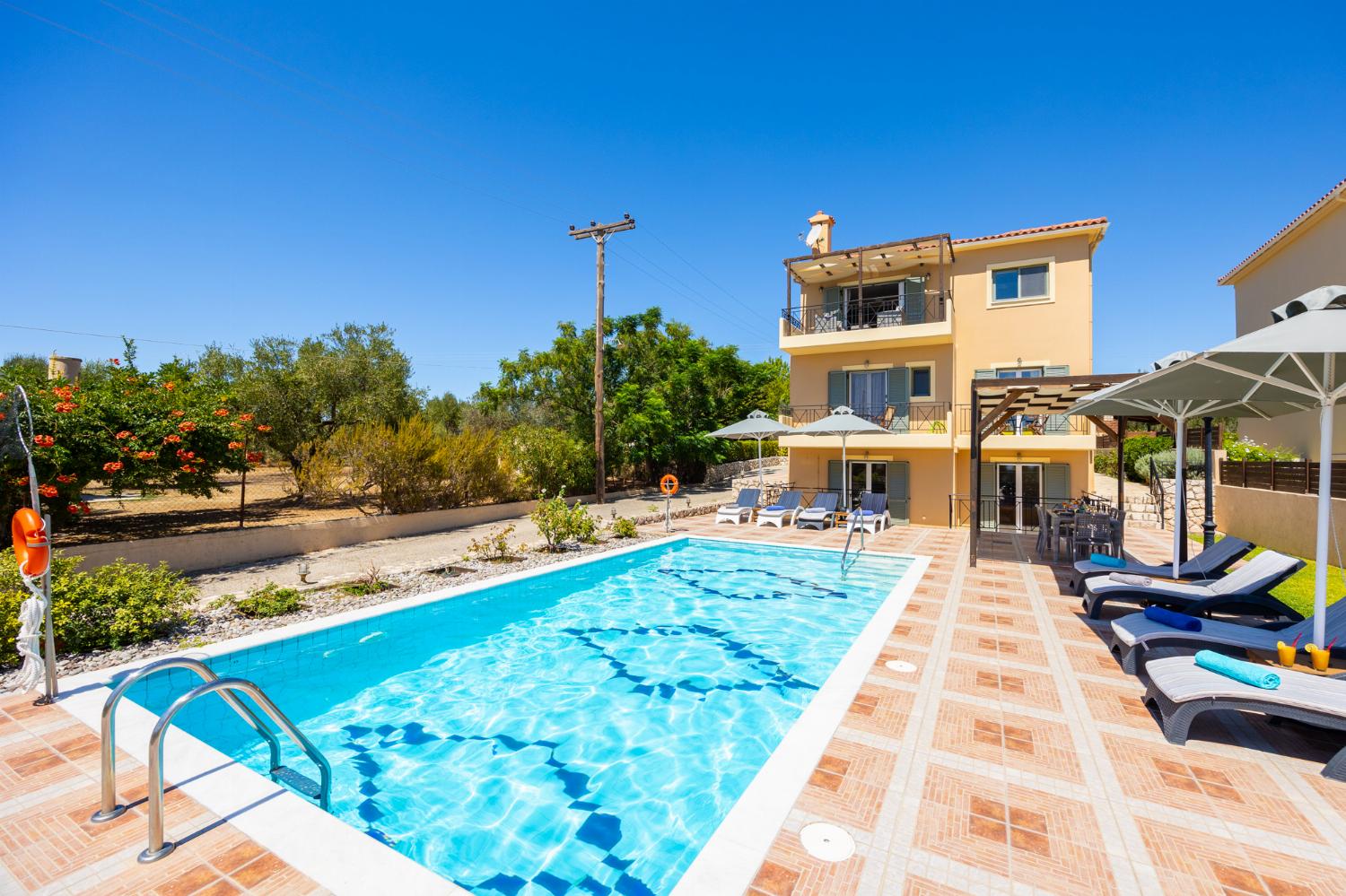,Beautiful villa with private pool and terrace with sea views