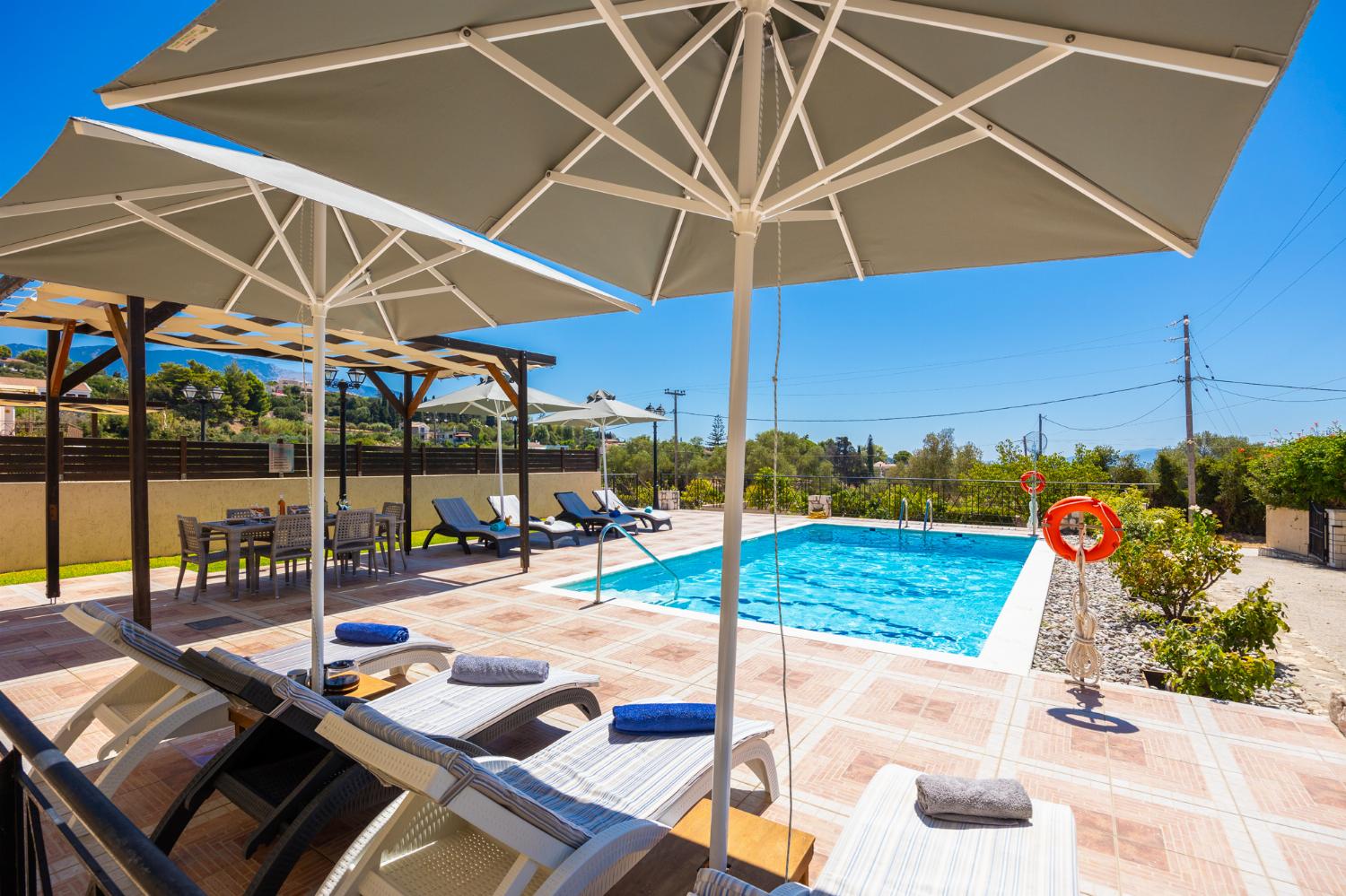 Private pool and terrace with sea views