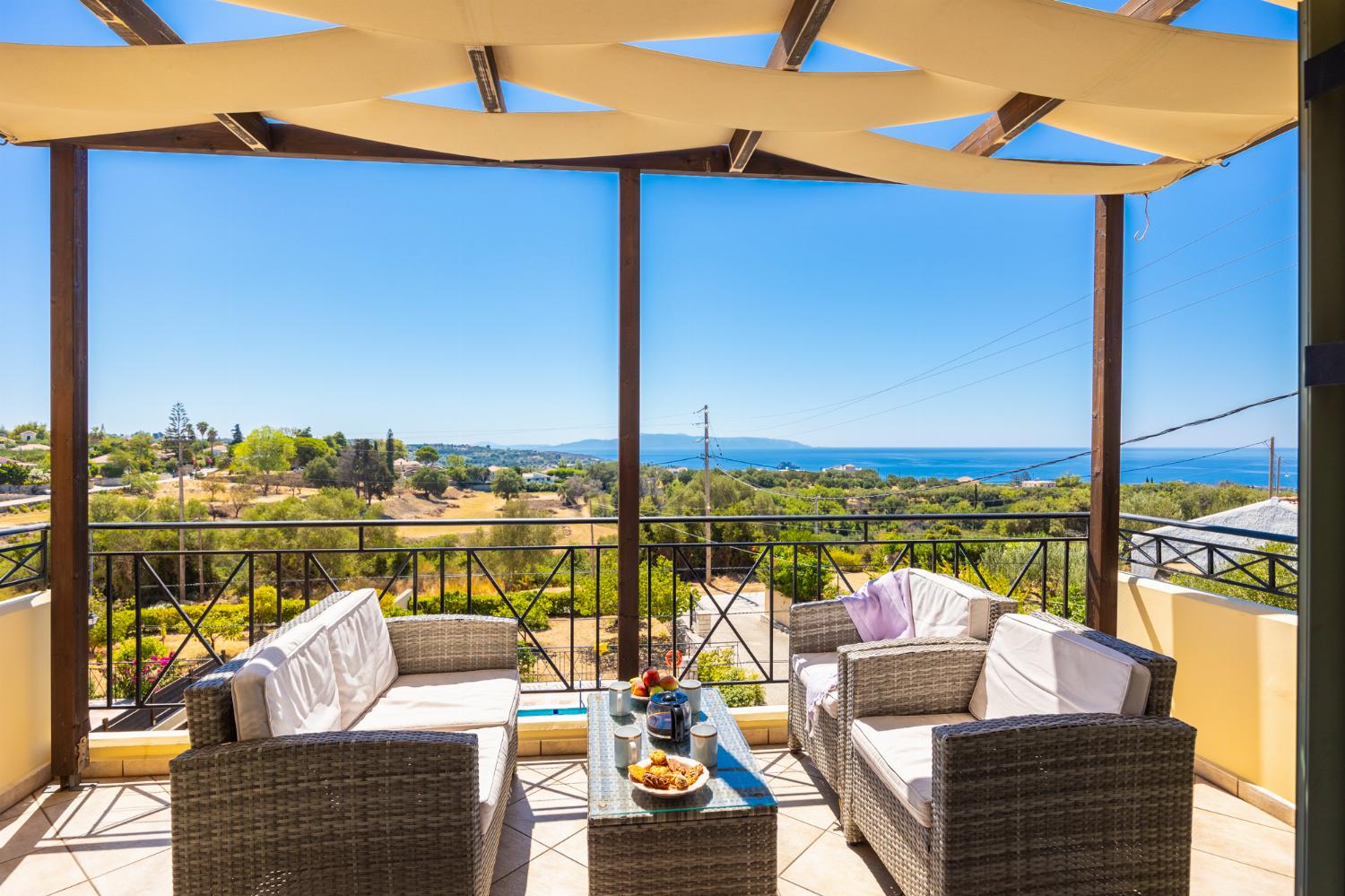 Upper terrace area with sea views