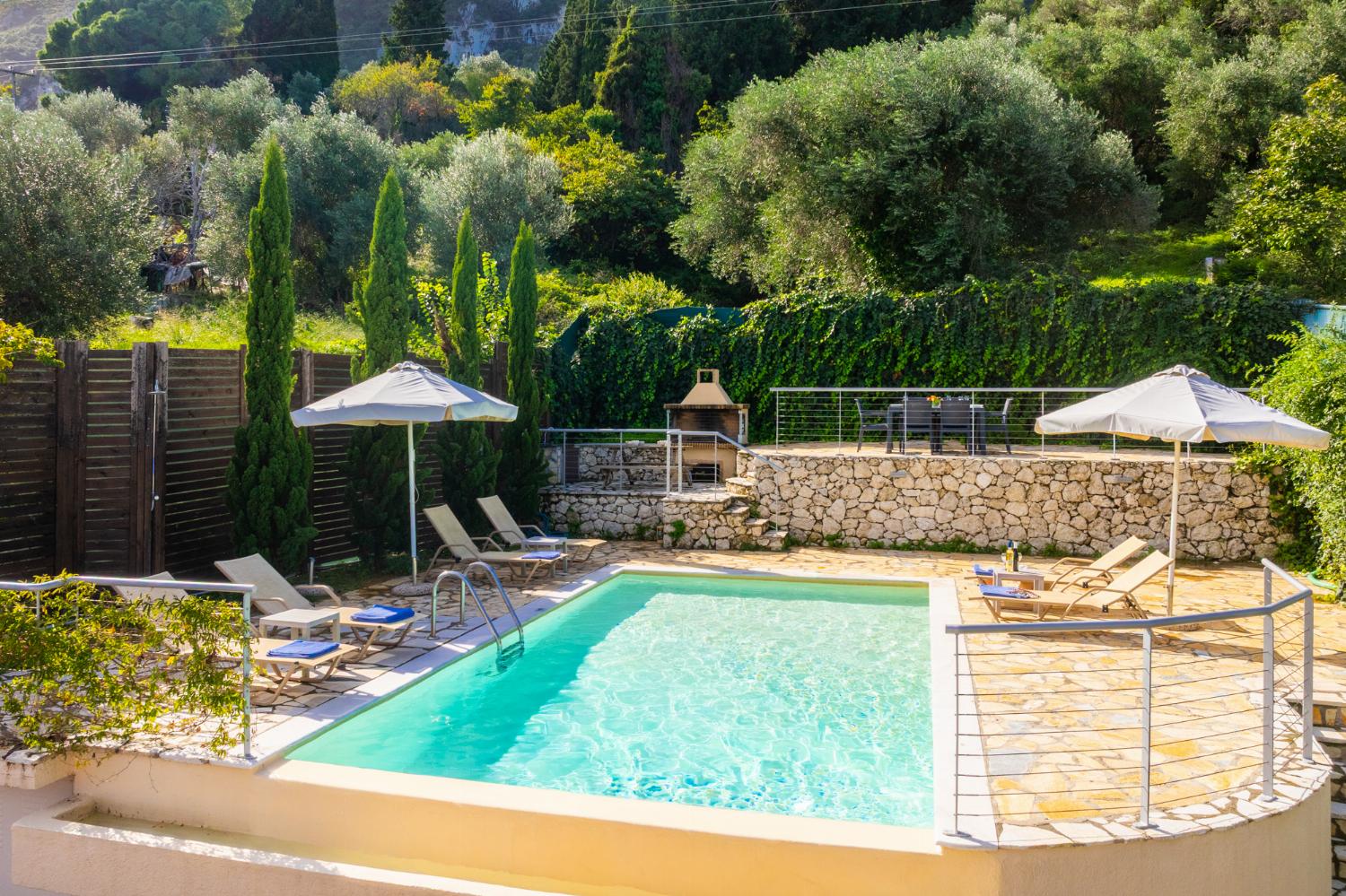 Private pool and terrace with sea views